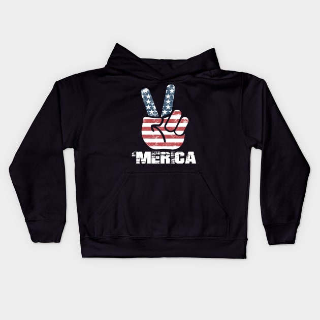 'Merica Patriotic Flag' Amazing July 4th Freedom Gift Kids Hoodie by ourwackyhome